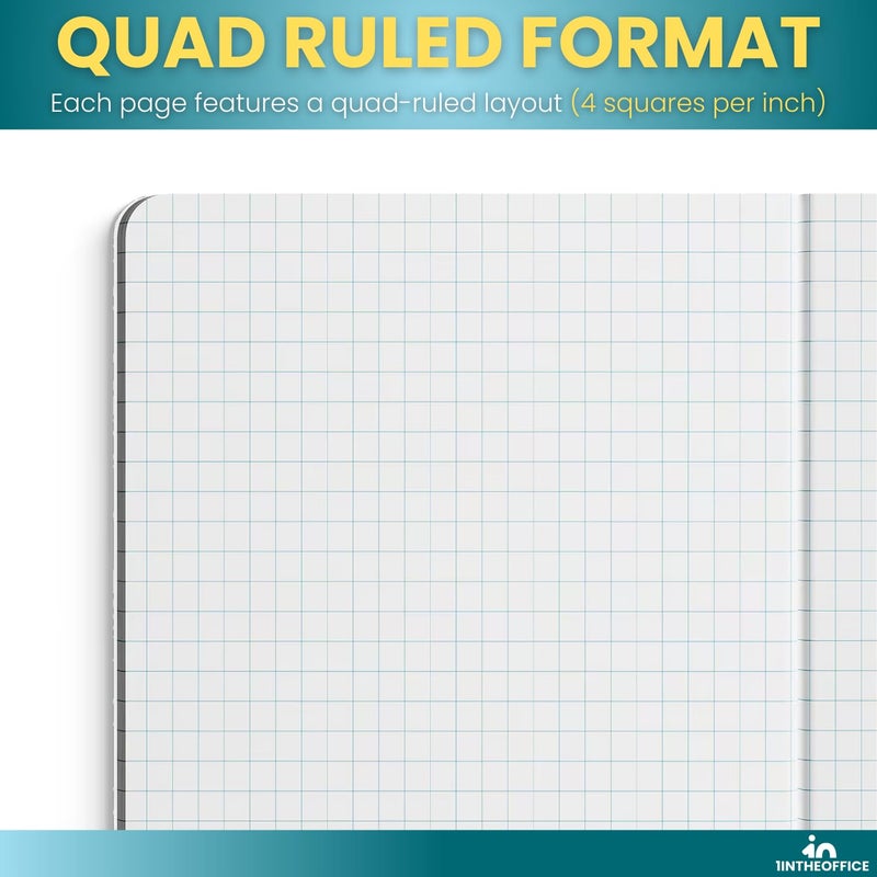 1InTheOffice Graph Paper Composition Notebook, Graph Ruled notebook, Quad Ruled Composition Notebook, 80 Sheets, 7.5" x 9.75", Black, 4 Pack - Image 3